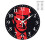 Mute Wall Clock with Black & Red American Pattern – Battery Powered, Compatible with Home/Office/Classroom 2