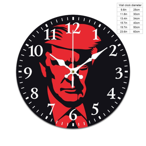 Mute Wall Clock with Black & Red American Pattern – Battery Powered, Compatible with Home/Office/Classroom 1