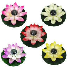 Artificial Floating EVA Lotus Flower Leaf LED Light Solar Powered, Lifelike Ornanment Perfect for Home Garden Pond Decoration