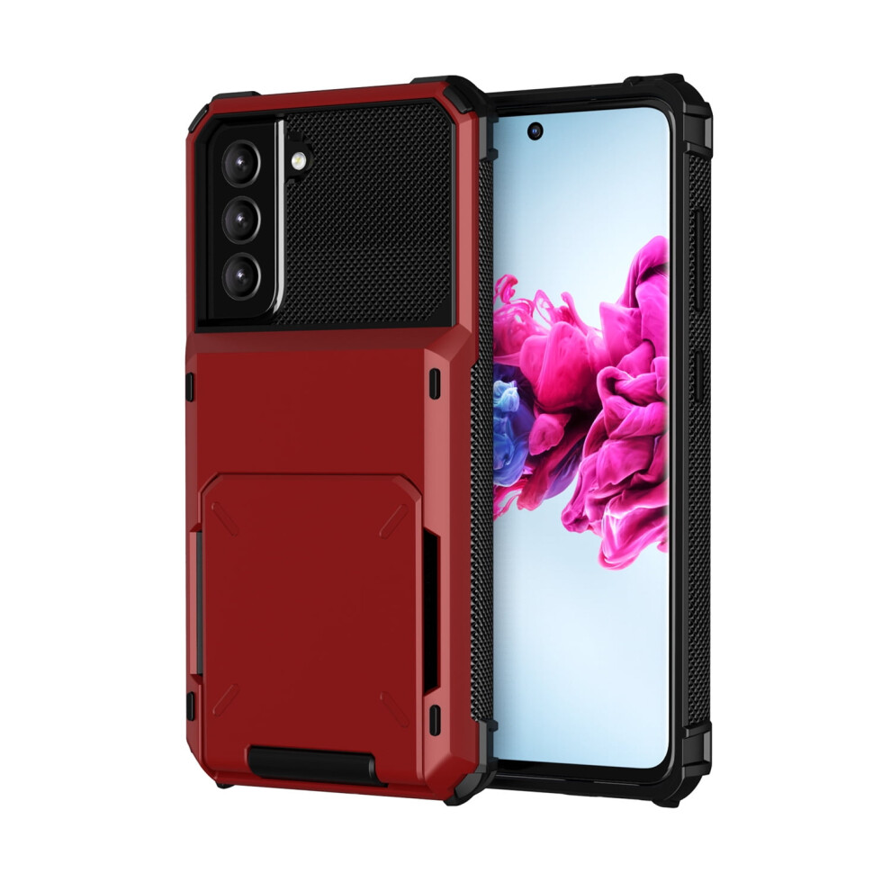 Rugged Wallet Case For Samsung Galaxy S20 Fe & S20 Fe 5G (6.5"), Card Slot, Military-Grade Drop Protection, Red 9341593723688
