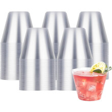100PCS 9oz Clear Plastic Cups for Party, Disposable Clear Cups, Plastic Cocktail Glasses for Wedding Thanksgiving, Christmas, and