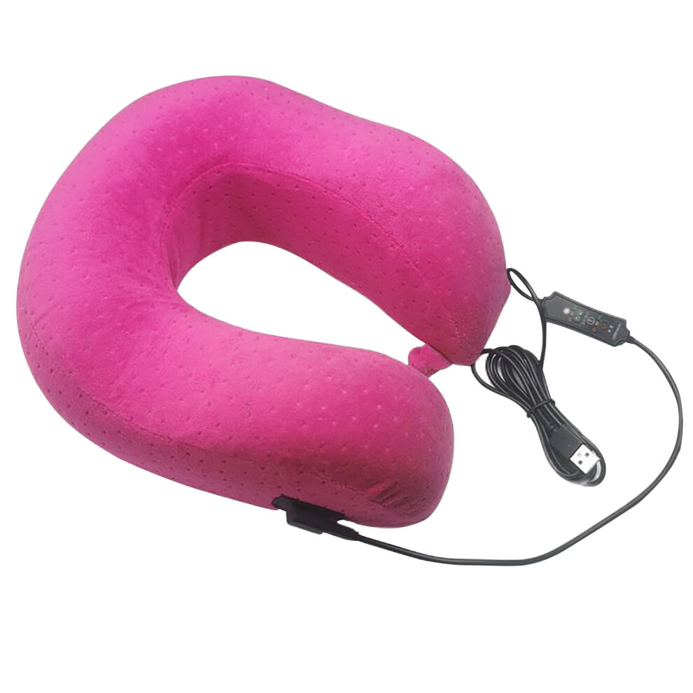 USB Powered Heating and Vibration Massage U Shape Pillow for Neck and Comfortable Rest with Adjustable Timer
