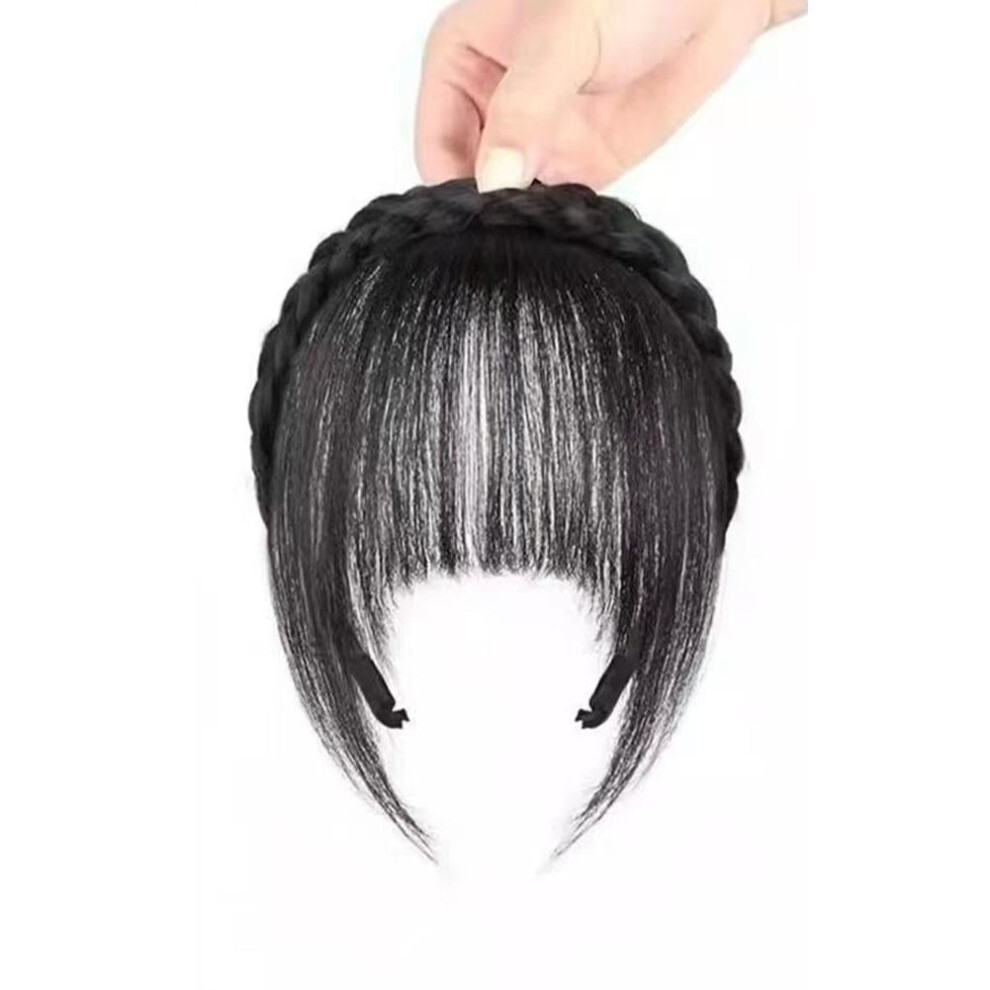 Unisex Light Natural Forehead Wig Bangs Fishbone Braid Headband With Sideburns Hot C4