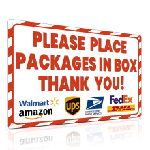 Rust-Free Outdoor Package Delivery Sign – “Please Place Packages in Box, Thank You” – 12x16 inch, compatible with standard delivery boxes
