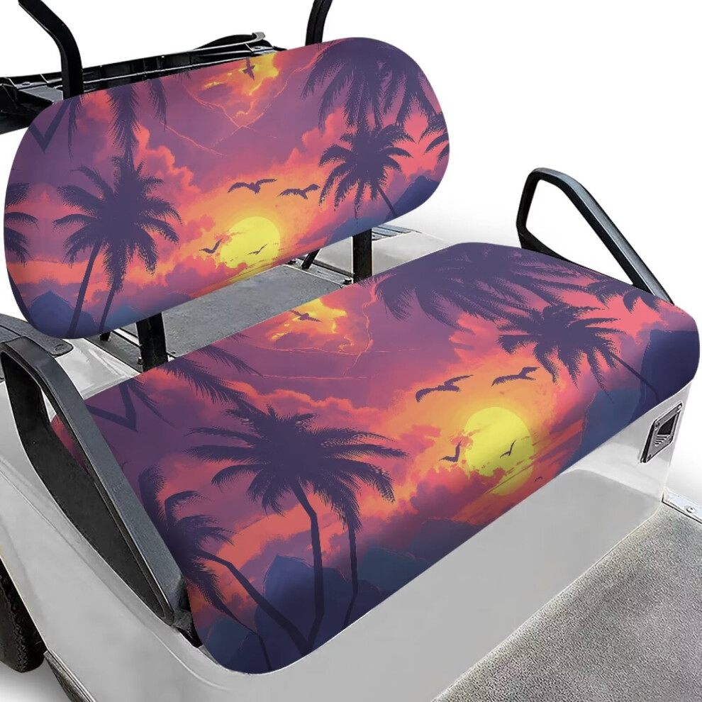 Polyester Sunset Palm Tree Golf Cart Seat Cover With Adjustable Straps Â Compatible With Ezgo, Club Car, Yamaha 9362892511936