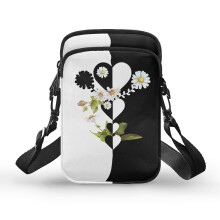 Daisy Heart Love Crossbody-Umhängetasche mit Reißverschluss, Vintage-Polyester, für den täglichen Weg zur Arbeit oder Freizeitaktivitäten