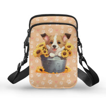 Corgi Sunflower Schultertasche für Erwachsene, doppellagig, mit Schultergurt, ideal für Freizeit und Reisen