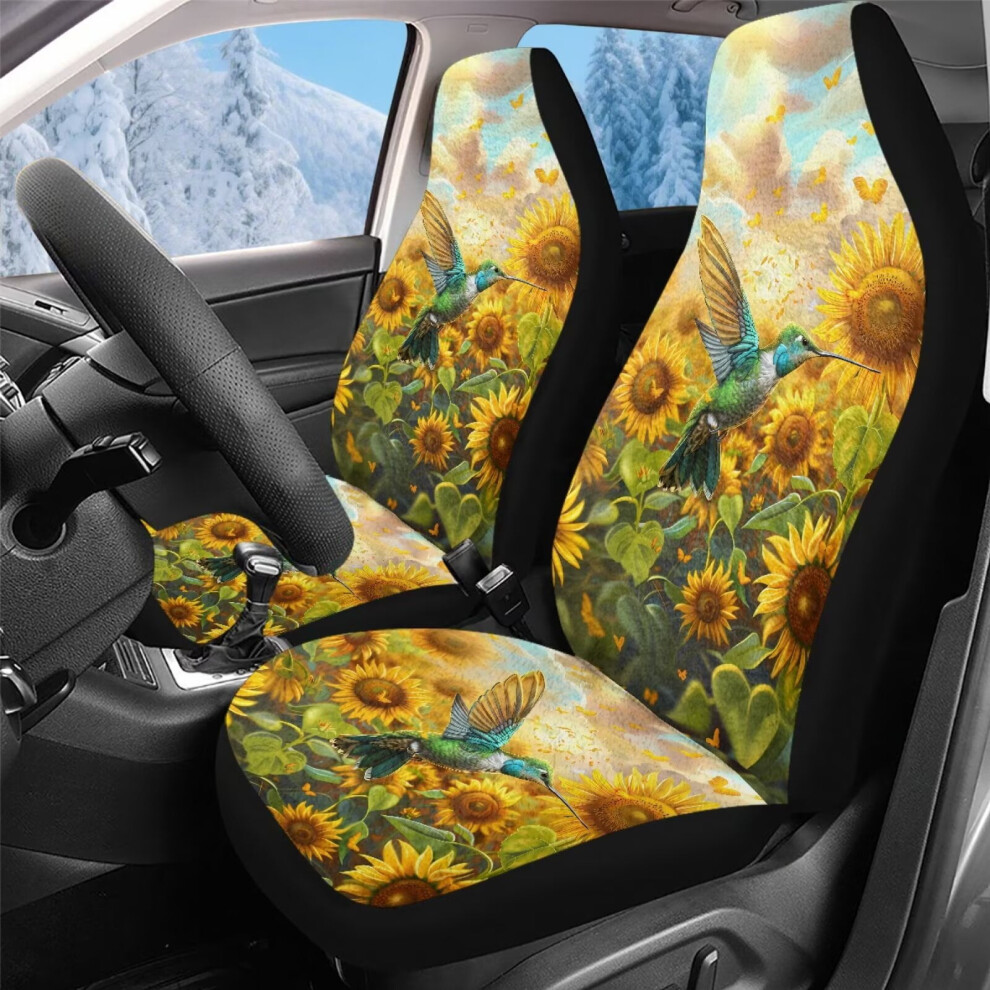 Plush Sunflower & Hummingbird Car Seat Covers (Front Seats Only) Â Compatible With Most Cars, Trucks, Suvs, Vans Â Pack Of 2 Coral 9362892512513