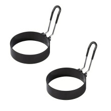 Egg Ring, Non-Stick Round Egg Cooker Ring for Frying Pan, Breakfast Mold for Sandwiches & Burgers, Works on All Stovetops (2Pcs) Black2