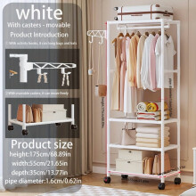 Portable Wardrobe Closet with Hooks & Wheels – Freestanding Metal Garment Rack for Bedroom, Apartment, Office – Easy Assembly