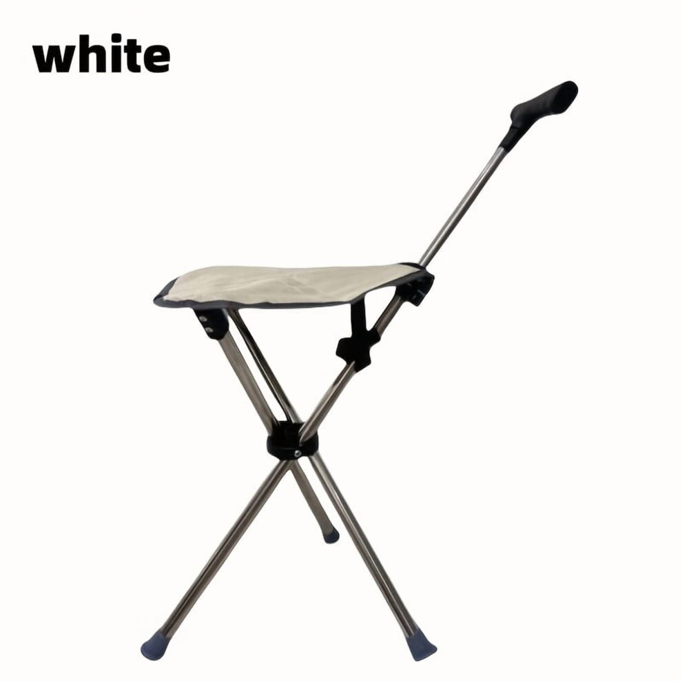 2-in-1 Retractable Walking Stick with Stool - 440LB Capacity Foldable Cane for Hiking/Camping/Shopping, Ideal Mother's/Parent's Day Gift
