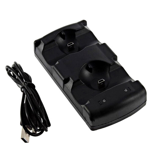 PS3 Controller Charging Dock Charging Station 2 in 1 with LED Light Indicator Compatible for PS3/MOVE Controller, Black 2