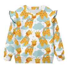 Toddler Baby Girl Sweatshirt Ruffle Shoulder Kawaii Giraffe Pullover Sweatshirts Novelty Pullover Hoodies Age 4-5 Casual Hoodies Crew Neck Blouse