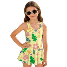 Kids Swimsuits for Girls One Piece Size 6-7 Sleeveless Bathing Suit Swimwear with Skirt for Kids Girls Swim Dress, Cute Floral