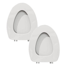 2pcs Extra Soft Standard Round Toilet Seat Decorative Vinyl Lid with Comfort Foam Cushioning Adjustable Quick Screw Attach Non-Slip Hinges Easy Clean