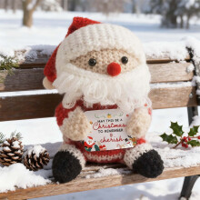 Handmade Crochet Snowman Doll with Encouragement Card 3.5