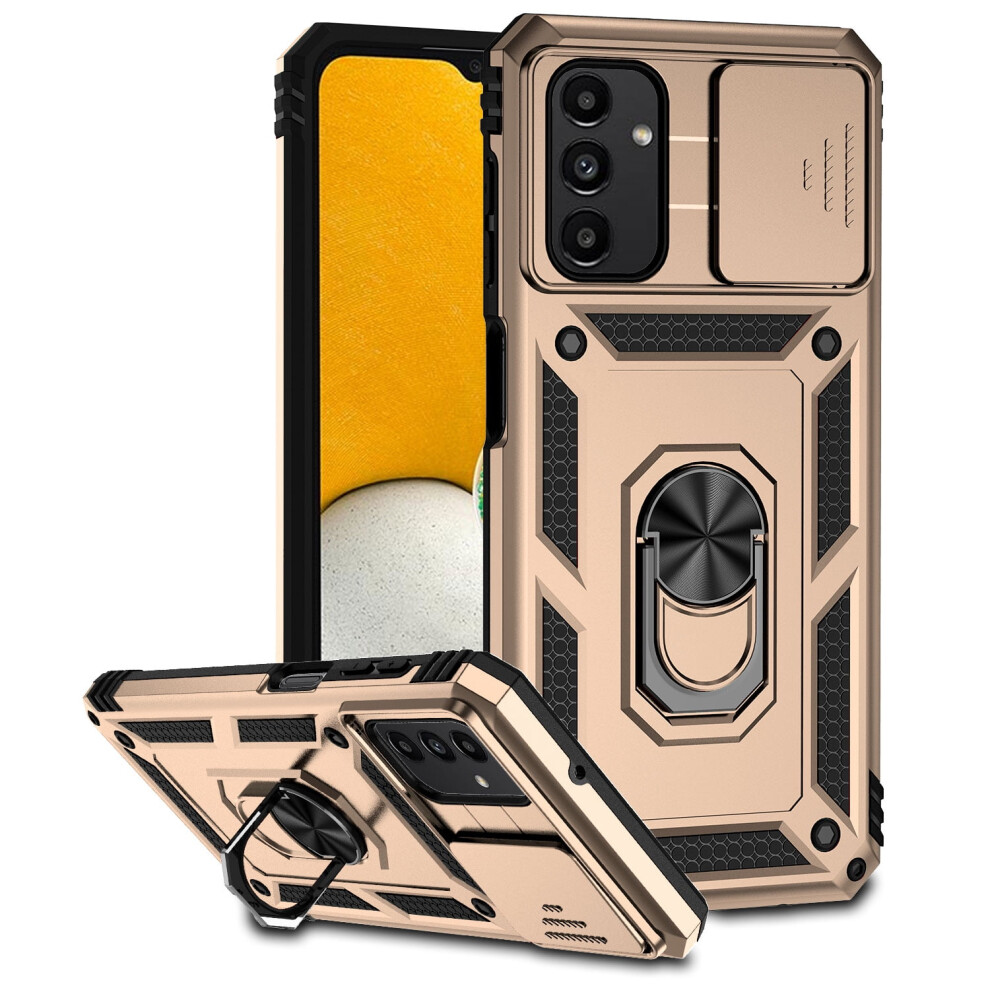 Samsung Galaxy A16 5G Case – Sliding Lens Cover, Military-Grade Shockproof Rugged Case With Ring Kickstand, Gold 9097180915010
