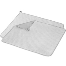 2-Pack 12x16" Super Absorbent Microfiber Dish Drying Mat for Kitchen Counter, Rack & Under Sink – Grey