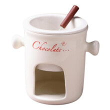 Fondue Pot Set for Chocolate, Cheese, Candy Mini Ceramic Fondue Mugs Gift Set with Forks - Great for Date Night Birthday & Wedding Gifts