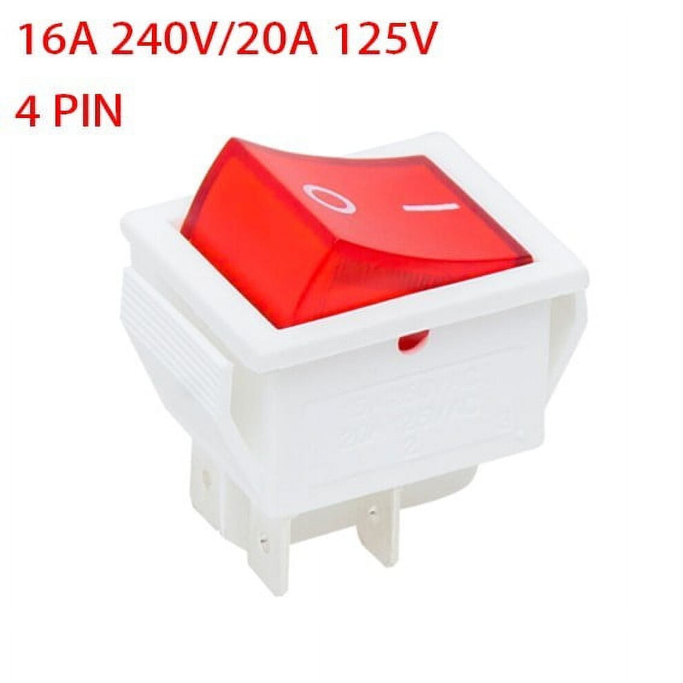 Red Rocker Switch Replacement Single Throw Square 16A 240V 20A 125V 4 Pin 9097180915218