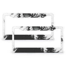 2 PCS Mountain Compass License Plate Frames – Metal, 2-Hole, Compatible with US Standard Plates