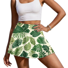 Palm Leaf Womens Tennis Skirt Soft Women's High Waisted Athletic Golf Skorts Skirts Casual Golf Athletic Activewear Skorts with Pockets Size XL