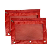 2PCS Transparent PVC Pencil Pouches with Single Zipper, Large Capacity, 3 Reinforced Grommets, Compatible with Standard Binders