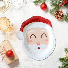Christmas Paper Plates 8x9", Santa Claus Design, Disposable Dinnerware for Parties, BBQ, Picnic – Compatible with Holiday Events