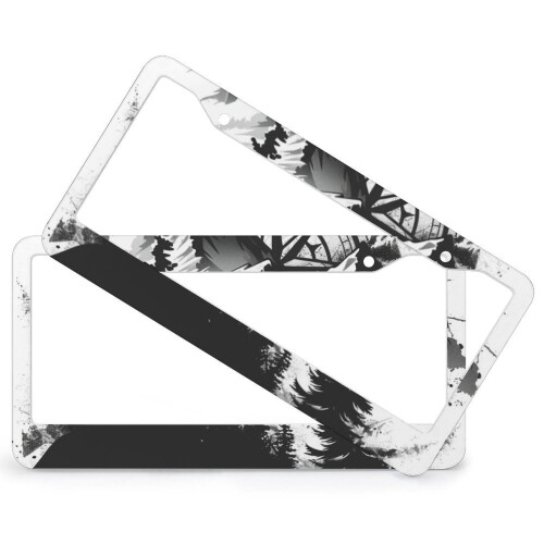 Mountain Compass License Plate Frames Metal 2-Pack 1