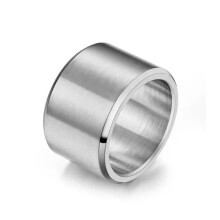 Anello largo in acciaio inossidabile per uomo e donna, 15 mm, finitura opaca.