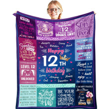 Couverture 76 x 102 cm (30 x 40 pouces) - Cadeau d'anniversaire pour une fille de 12 ans