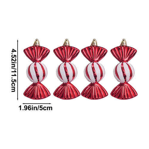Christmas Candy Ornaments Set Pink 4-Pack with Silver Ropes 2