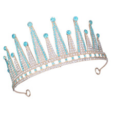 Niebieska tiara z kryształkami dla panny młodej