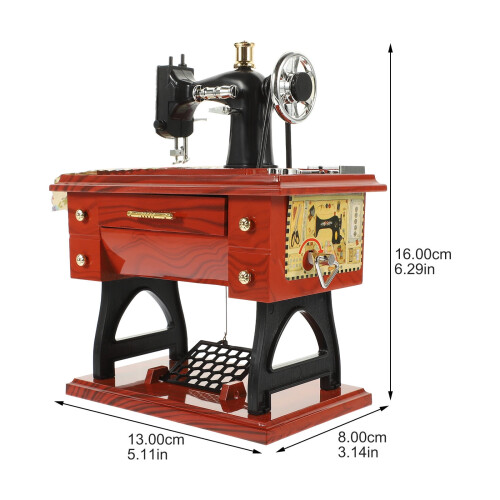 Musical Boxes for Adults Vintage Design Sewing Machine Model Dark Red 1Set 1