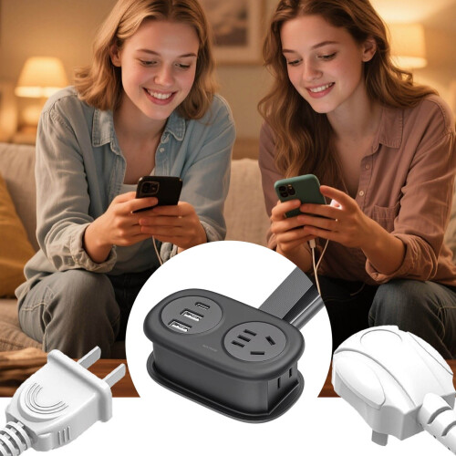 Πολύπριζο ταξιδιού 5 σε 1: 2AC, 2USB-A, 1USB-C, καλώδιο 5 ποδιών – Συμβατό με 2