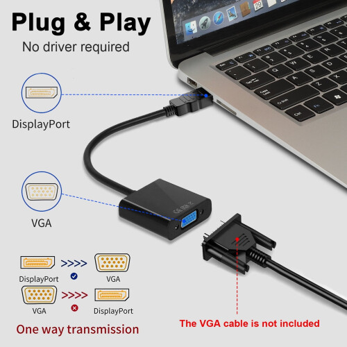 Προσαρμογέας DisplayPort σε VGA - Μετατροπέας 1920x1200HD για προβολέα/οθόνη με επιχρυσωμένες 1