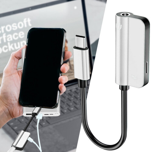 Προσαρμογέας υποδοχής ακουστικών USB C2 σε 1USB τύπου C σε Hi Res35mm υποδοχή ήχου AUX για 1