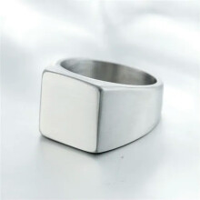 Herren Damen Edelstahl Quadratischer Siegelring Schlichter Statement-Ring für Hochzeiten I-Gold-9