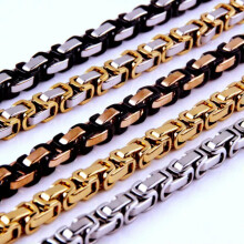 Byzantinische Box-Halskette für Herren aus Edelstahl, cooler Punk-Schmuck, 5/6/8 mm, 7-40 Zoll, Silber/Gold, 8 mm, 16 Zoll