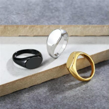 Stainless Steel Square Signet Ring for Men and Women Gold