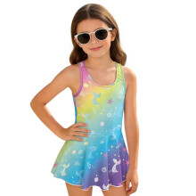 Colorful Mermaid Tail One-Piece Swimsuit for Girls Size 10-11, Polyester/Spandex, Sleeveless, Summer Vacation Swimwear