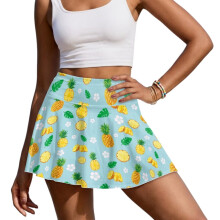 Cartoon Pineapple Womens Running Sports Pickleball Skirt with Shorts Pockets Size XL High Waisted Women's Active Performance Skort,Mini Skirts