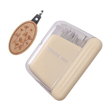 10Pieces Hand Sewing Needle Set with Magnetic Box Metal Embroidery Needle with Threader for Sewing Quilting and Embroidery Milky Apricots