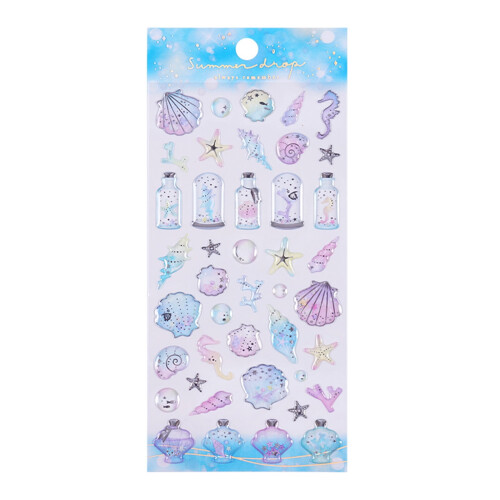 Sea-themed embossed PVC sticker 10 pcs
