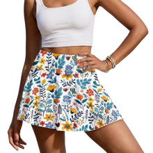 Artistic Flowers Size XL Athletic Skort Soft Tennis Golf Skirts for Women with Shorts Comfortable Outing Wear with Shorts Pockets for Running Casual