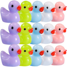 2 Stück Mini-Enten aus Kunstharz, Miniatur-Zubehör für Puppenhäuser, kleine Enten