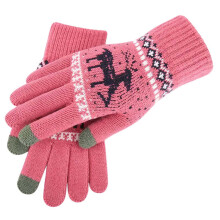 Winter Knitted Full-Finger Touchscreen Gloves for Women – Warm, Cozy, Long Sleeve, Sun Protection, Reindeer Pattern, Soft & Lightweight, Compatible