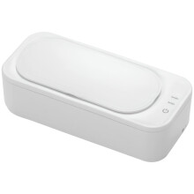 Portable 350ML Ultrasonic Cleaner for Jewelry & Glasses, 47kHz, Timer, White, US 110V