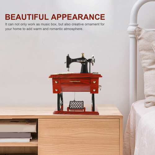 Musical Boxes for Adults Vintage Design Sewing Machine Model Dark Red 1Set 2