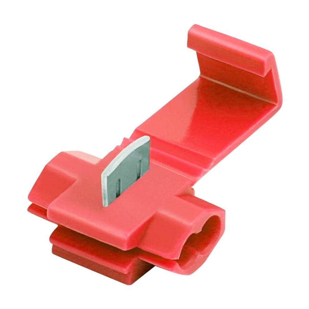 100Pcs Solderless Quick Splice Connectors, 22-18 Awg, Red Cold Pressed Insulated Wire Crimp Connectors 9132278110493